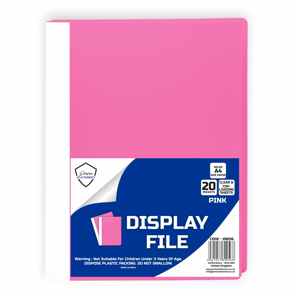 Prime A4 Display File Pink 20 Pockets